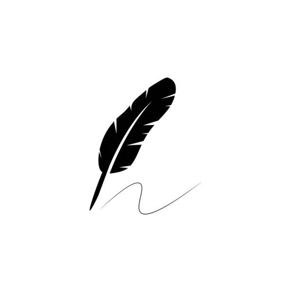 Feather Pen Logo Vector Template — Stock Vector