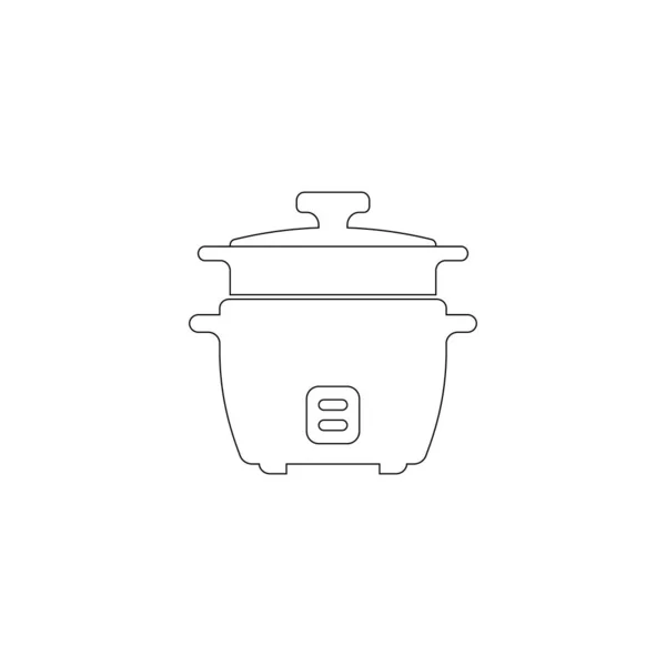 Rice Cooker Lline Art Vector Flat Icon Design Illustration Vector — 스톡 벡터