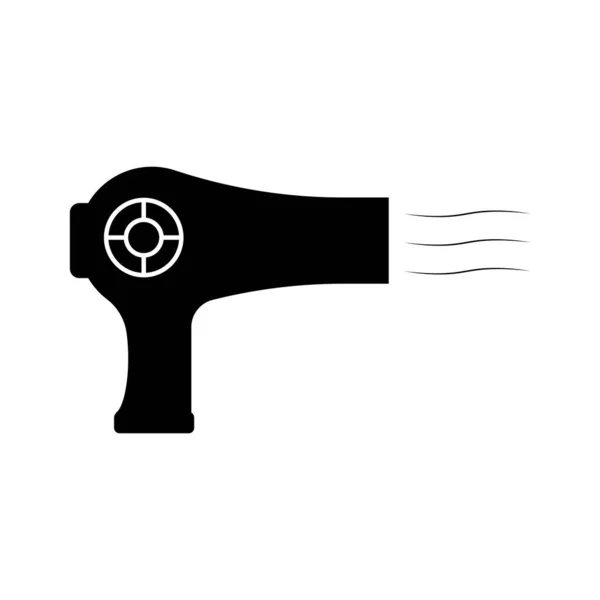 Černá Ikona Vysoušeč Vlasů Izolované Bílém Pozadí Vysoušeč Symbol Sušení — Stockový vektor
