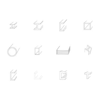 Çelik çarpım vektör simgesi. Şekil ve uzunluk profili çıkarıyorum. Bu demir alaşımı karbon ve yüksek gerilme gücünden oluşur. Mühendislik ve inşaat endüstrisinde kiriş, kiriş ya da yapı olarak kullan.