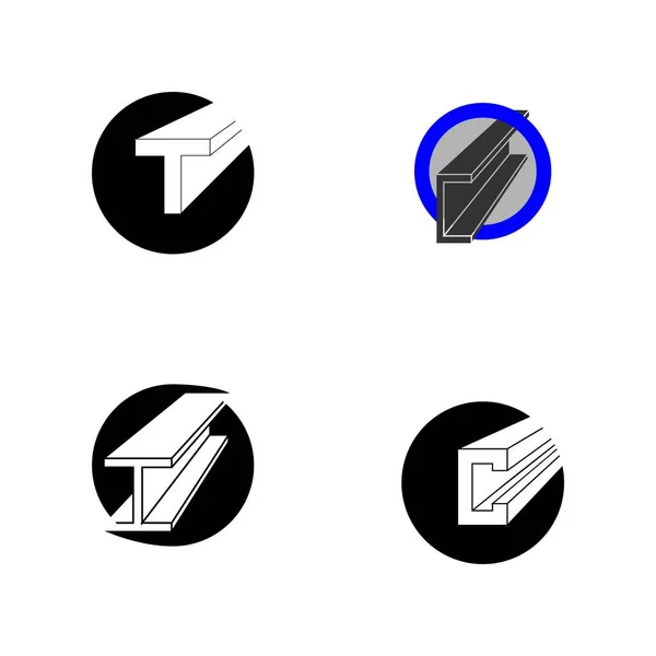Векторний Логотип Виробу Сталі Профілюю Форму Довго Цей Сплав Заліза — стоковий вектор