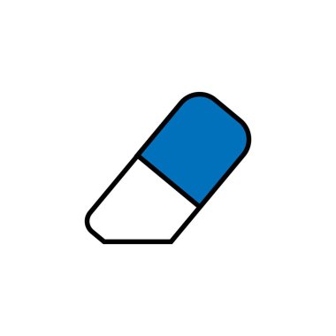 Temiz zeminde izole edilmiş Silgi Simgesi Sembolü. Moda Biçimli Vektör Kauçuk Elemanı.