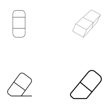 Temiz zeminde izole edilmiş Silgi Simgesi Sembolü. Moda Biçimli Vektör Kauçuk Elemanı.