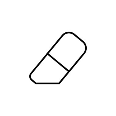 Temiz zeminde izole edilmiş Silgi Simgesi Sembolü. Moda Biçimli Vektör Kauçuk Elemanı.