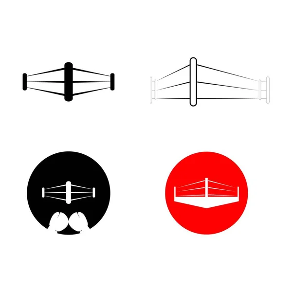 Simple Boxing Ring Logo Illustration Design — ストックベクタ