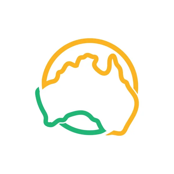 Australia Mappa Logo Illustrazione Design — Vettoriale Stock