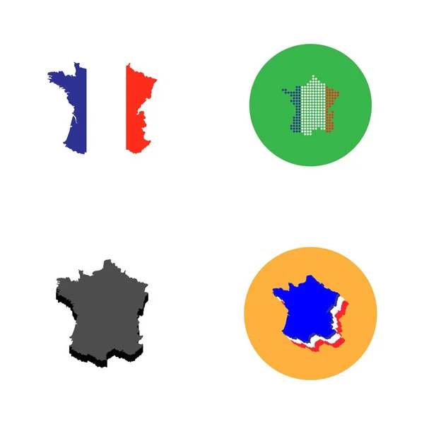 França Mapa Logotipo Ilustração Design — Vetor de Stock