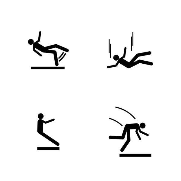 Falling People Icon Silhouette Pictogram White Background — стоковый вектор