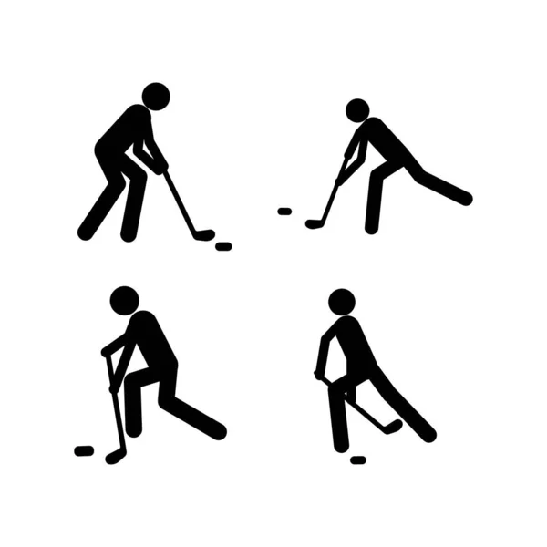 Hokey Icon Ice Hokey Players Silhouettes Sport Team Vector Icons — Wektor stockowy