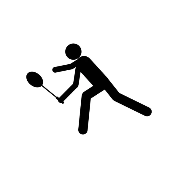 People Playing Badminton Icon — Stock Vector