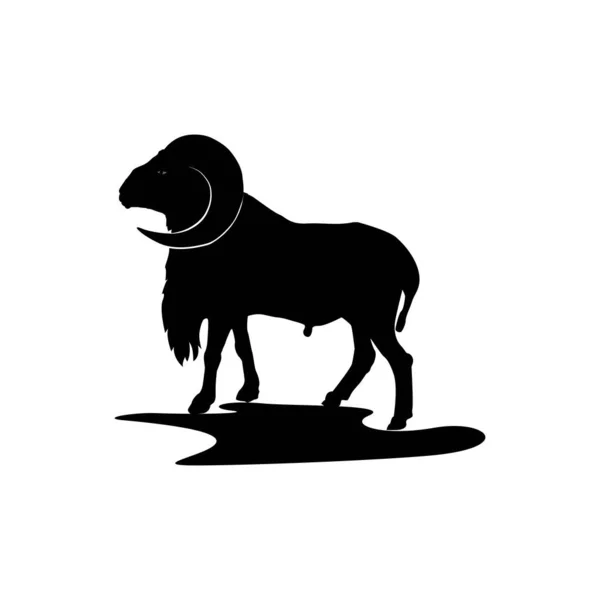 Horned Goat Logo Vector Template - Stok Vektor