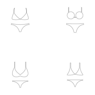 Swimsuits or Bikini Icon isolated on white background. Two piece bikini panties bikini bra swimsuit flat icon for apps and websites. bikini icon vector from travel concept