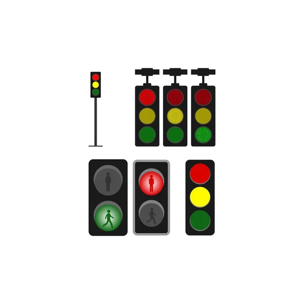 Signal Traffic Light Road Stoplight Direction Control Regulation Transport Pedestrian — Stock Vector