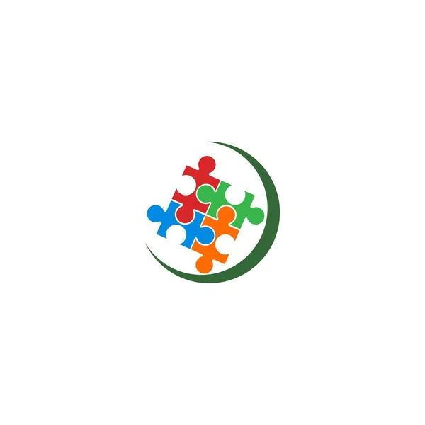 Logotipo Deficiência Cuidado Família Projeto Liso Vetor Logotipo Cuidado Comunitário — Vetor de Stock