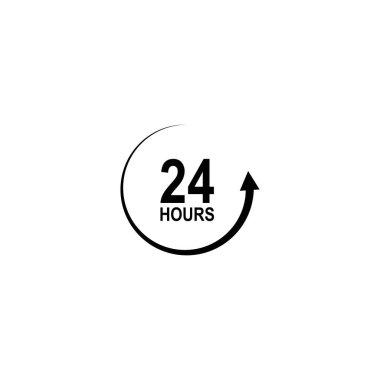 24 saat ok saat logo vektör resimleme dizaynının işareti