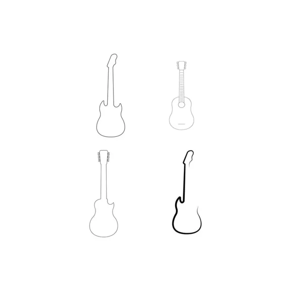 Ícone Guitarra Logotipo Design Ilustração Vetorial — Vetor de Stock