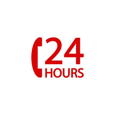 24 saat telefon hizmeti logosu ve telefon alıcısı görüntüsü
