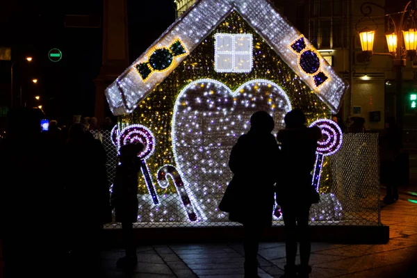 Navidad Viene Pronto Calle Está Decorada Para Las Vacaciones — Foto de Stock