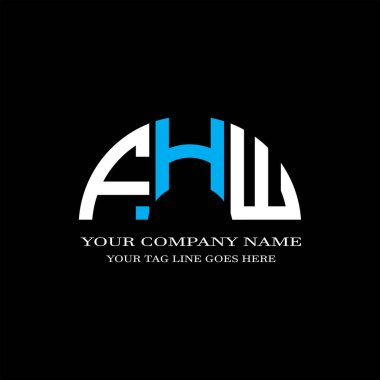 Vektör grafikli FHW harf logosu yaratıcı tasarımı