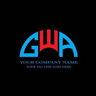 Vektör grafikli GWA harf logosu yaratıcı tasarımı