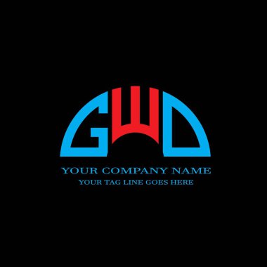 Vektör grafikli GWD harf logosu yaratıcı tasarımı