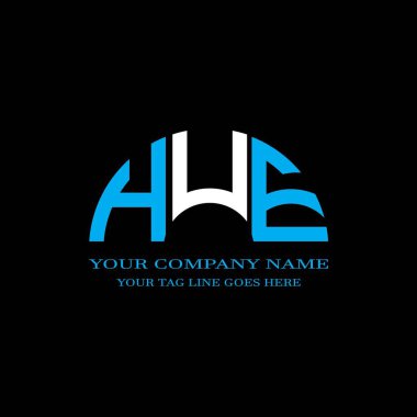 Vektör grafikli HUE harf logosu yaratıcı tasarımı