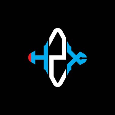 Vektör grafikli HZX harf logosu yaratıcı tasarımı