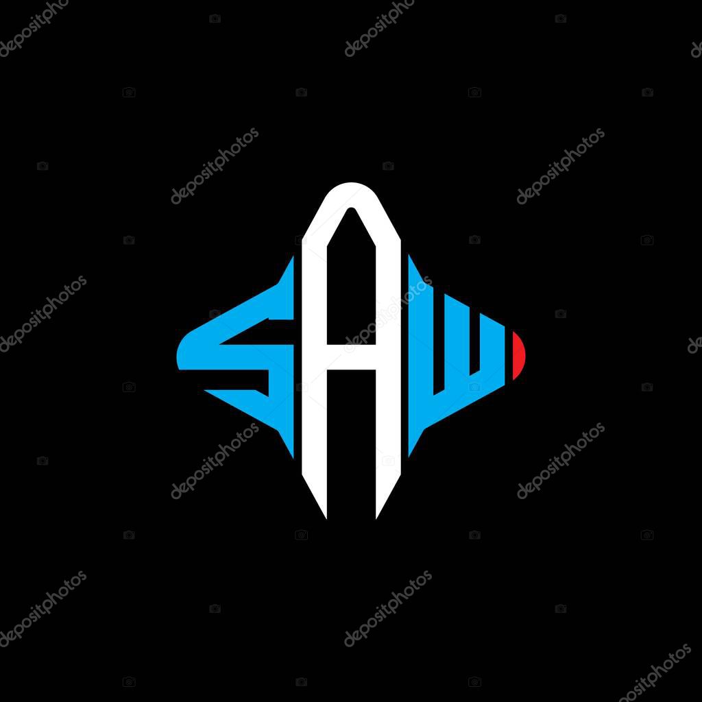 Diseño creativo del logotipo de la letra SAW con gráfico vectorial 2023