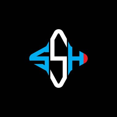 Vektör grafikli SSH harf logosu yaratıcı tasarımı