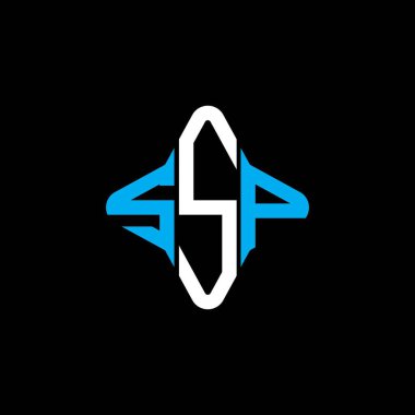 Vektör grafikli SSP harf logosu yaratıcı tasarımı
