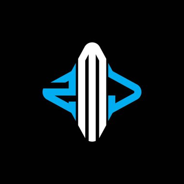 Vektör grafikli ZMJ harf logosu yaratıcı tasarımı