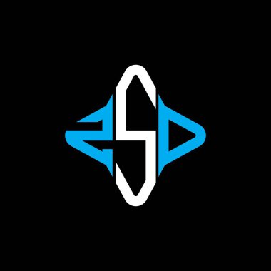 Vektör grafikli ZSD harf logosu yaratıcı tasarımı