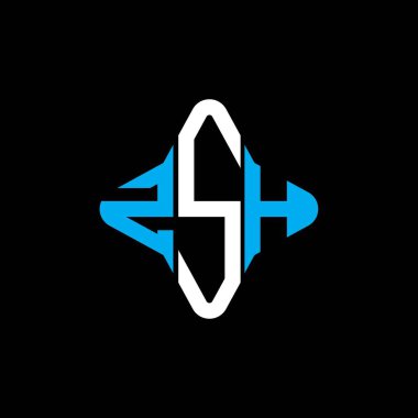 Vektör grafikli ZSH harf logosu yaratıcı tasarımı