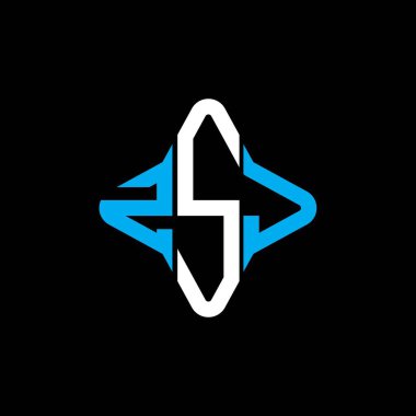 Vektör grafikli ZSJ harf logosu yaratıcı tasarımı