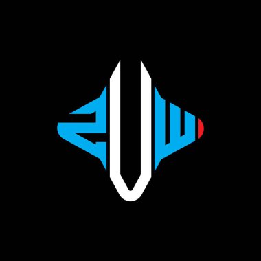 Vektör grafikli ZUW harf logosu yaratıcı tasarımı