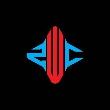 Vektör grafikli ZWC harf logosu yaratıcı tasarımı