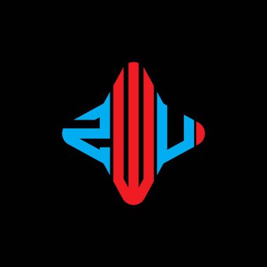 Vektör grafikli ZWU harf logosu yaratıcı tasarımı