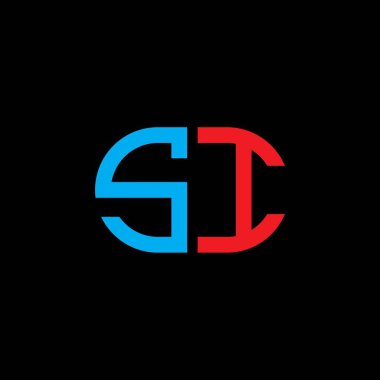 SI harfi logo yaratıcı tasarımı vektör grafik ile