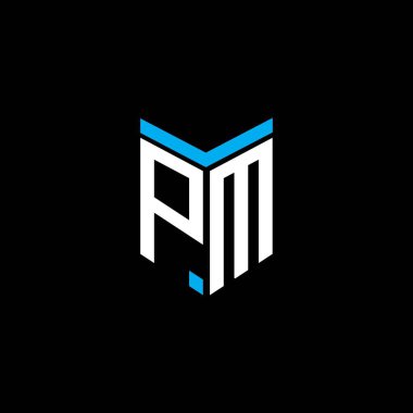 Vektör grafikli PM harfli yaratıcı logo tasarımı