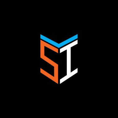 SI harfi logo yaratıcı tasarımı vektör grafik ile
