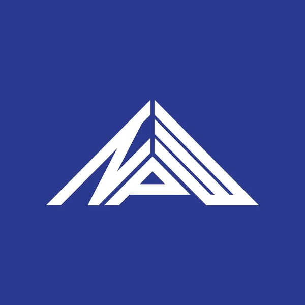 三角形の形でベクトルグラフィック NpwシンプルかつモダンなロゴとNpwの手紙のロゴの創造的なデザイン — ストックベクタ