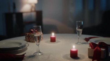Valentines day table of a Restaurant with candle