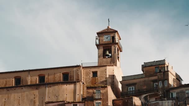 Badolato city clock tower n Calabria region, Italy — Stock Video