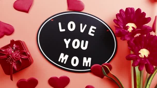 Love you mom background with flower for mothers day — 비디오