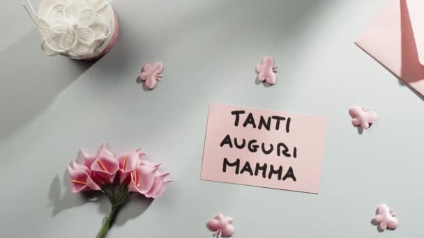 Tanti auguri Mamma for Mothers day in Italian language background — 비디오