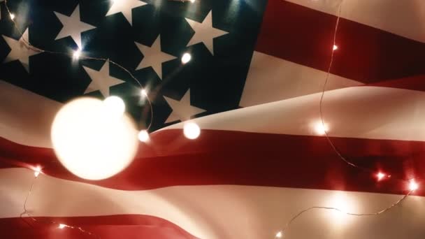 Amerikanische Flagge in Trauer um die Vereinigten Staaten, Gedenktag. — Stockvideo