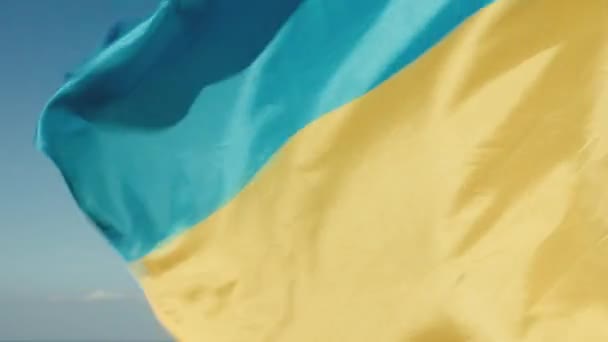 Flag of Ukraine flying in the sky — ストック動画