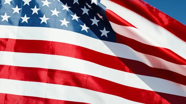 American Flag Detail Waving Sky Static Shoot — Stok Foto