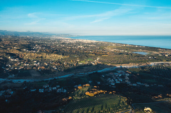 Aerial View Calabria Land Ionic Sea Long Shoot Royalty Free Stock Photos