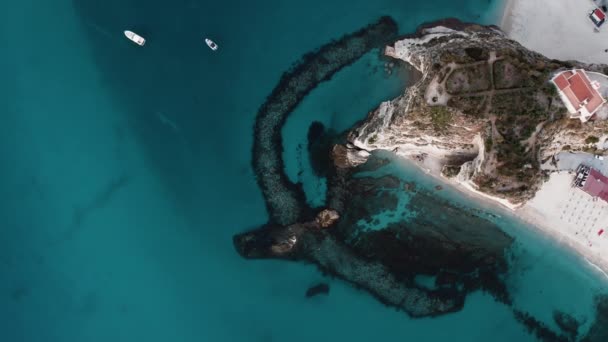 Utsikt Över Tropea Byn Vid Medelhavet Italien Sommaren Flygfotografering — Stockvideo
